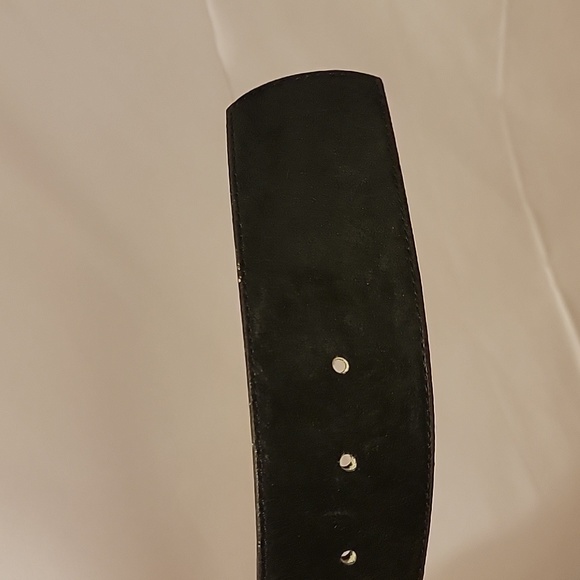 Vintage Wide Tracy Maxwell Black Gen Pig Suede Belt Gold Tone Buckle GUC Large - Picture 14 of 16